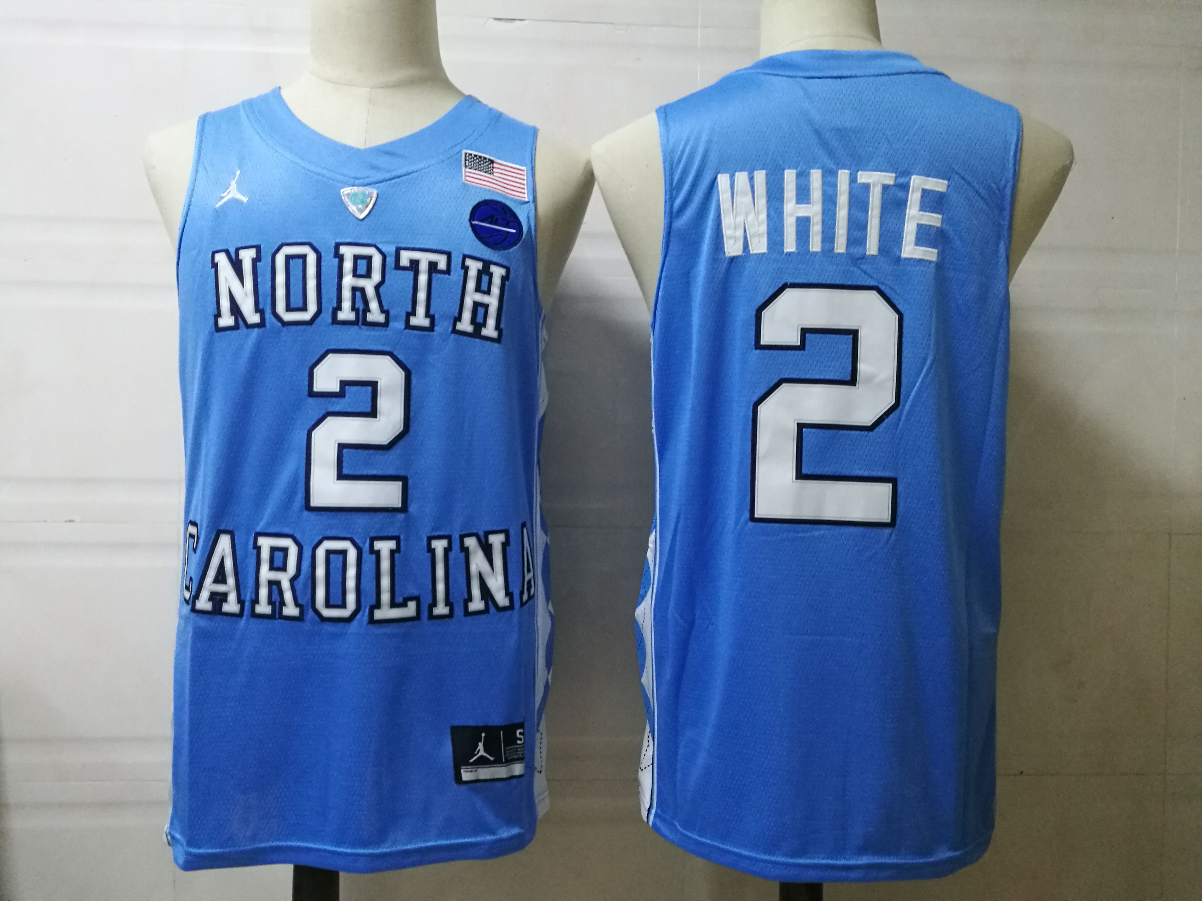 Men North Carolina Tar Heels #2 White Light Blue 2025 NCAA Jersey
